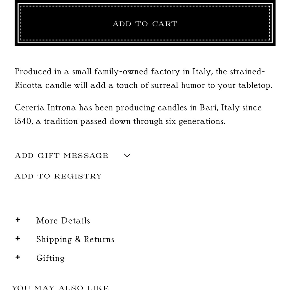 Textured White Party Candle CANDLE, RICOTTA
Made in Italy; Unscented Natural Wax - Picture 2 of 7
